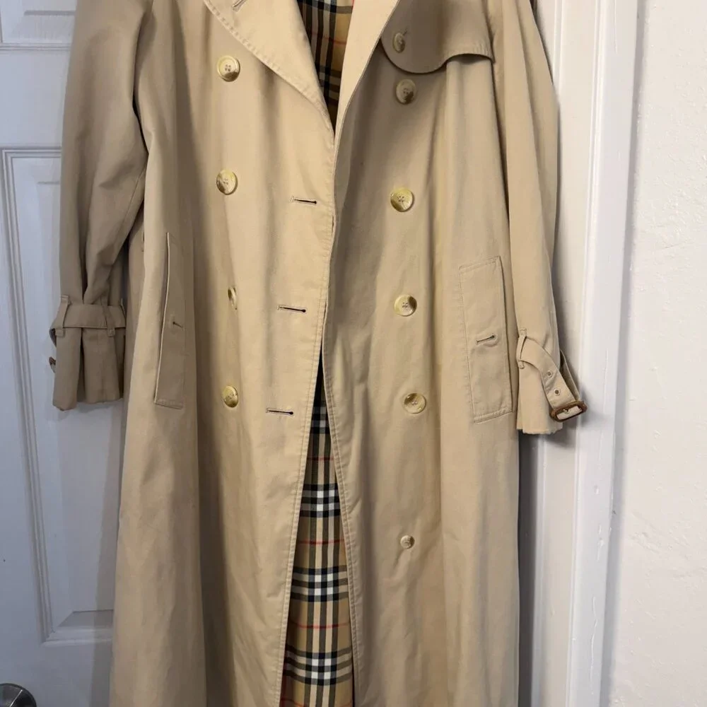 Vintage Burberrys Trench Coat for Harrods Nova Check Lined Long Beige Size - Picture 1 of 4